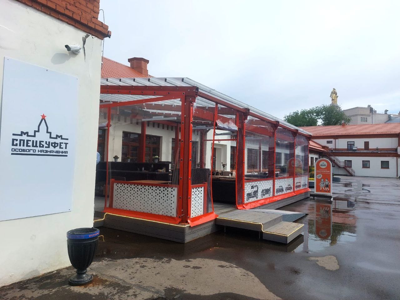 ПВХ шторы для летней террасы кафе в посёлке Калашниково